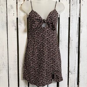 Blue Blush Floral Coquette Dress Size Small Peep Hole Bodice Mini‎ Black Flirty